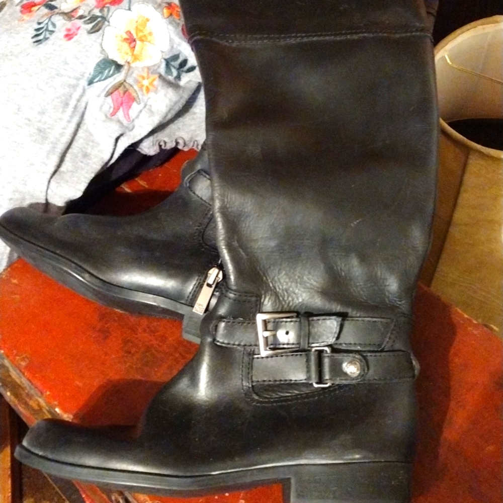 Black leather boots